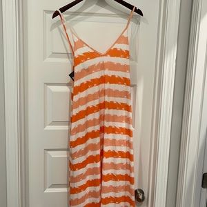 NWT orange and white striped maxi dress with pockets